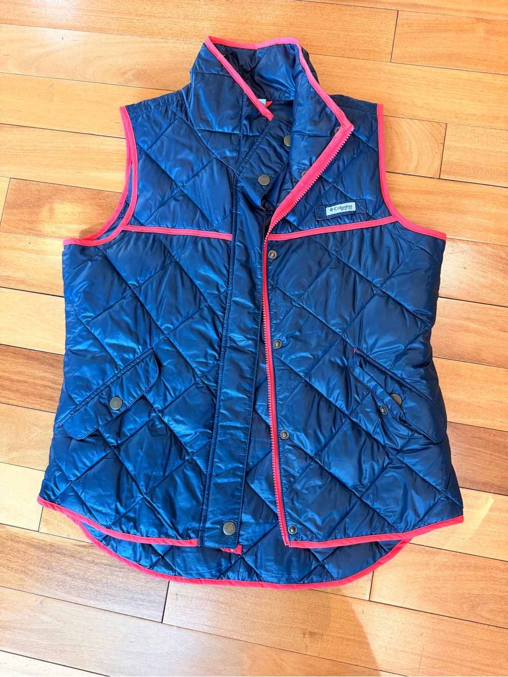 Columbia Navy PFG Quilted Vest with Red Trim